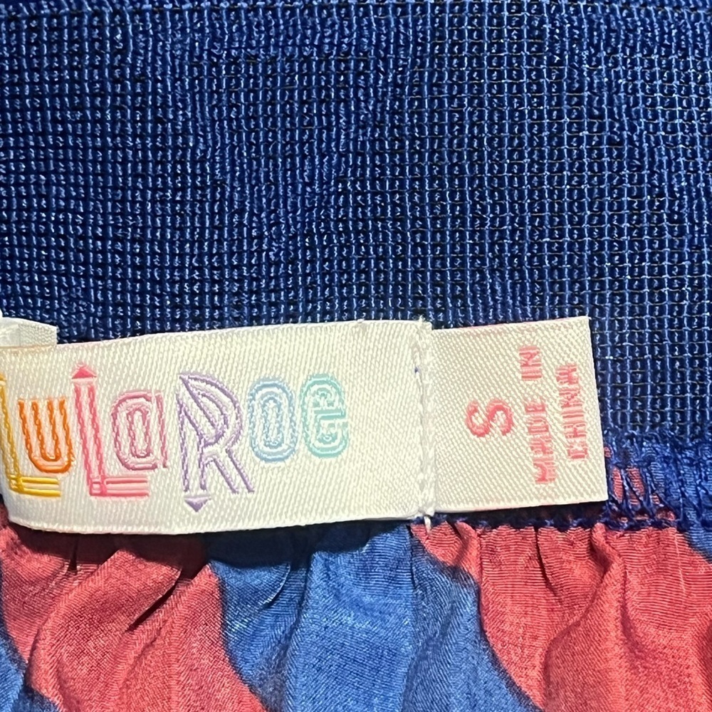 LuLaRoe Blue and Red Pleated Skirt Sz S Women - Picture 4 of 8